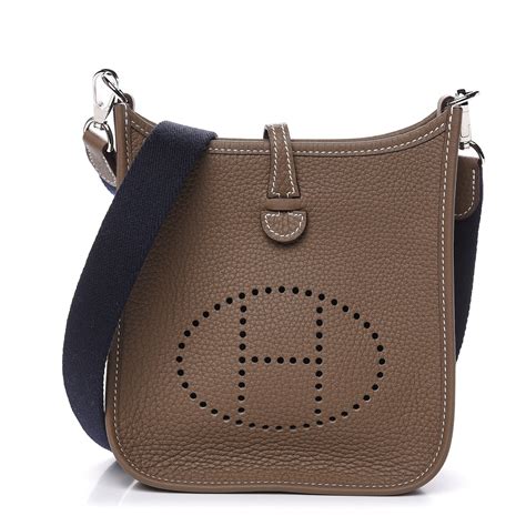 hermes taurillon clemence amazone evelyne tpm etoupe bleu indigo|Evelyne 16 Amazone bag .